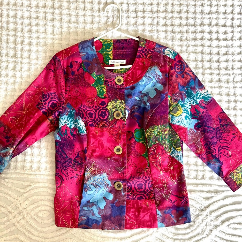 Coldwater Creek Multicolor Artistic Jacket Sz 8